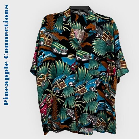 Pineapple Connections by Hey Man Woody Print Hawaiian Shirt size L - Picture 1 of 11